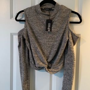 Grey sweater crop